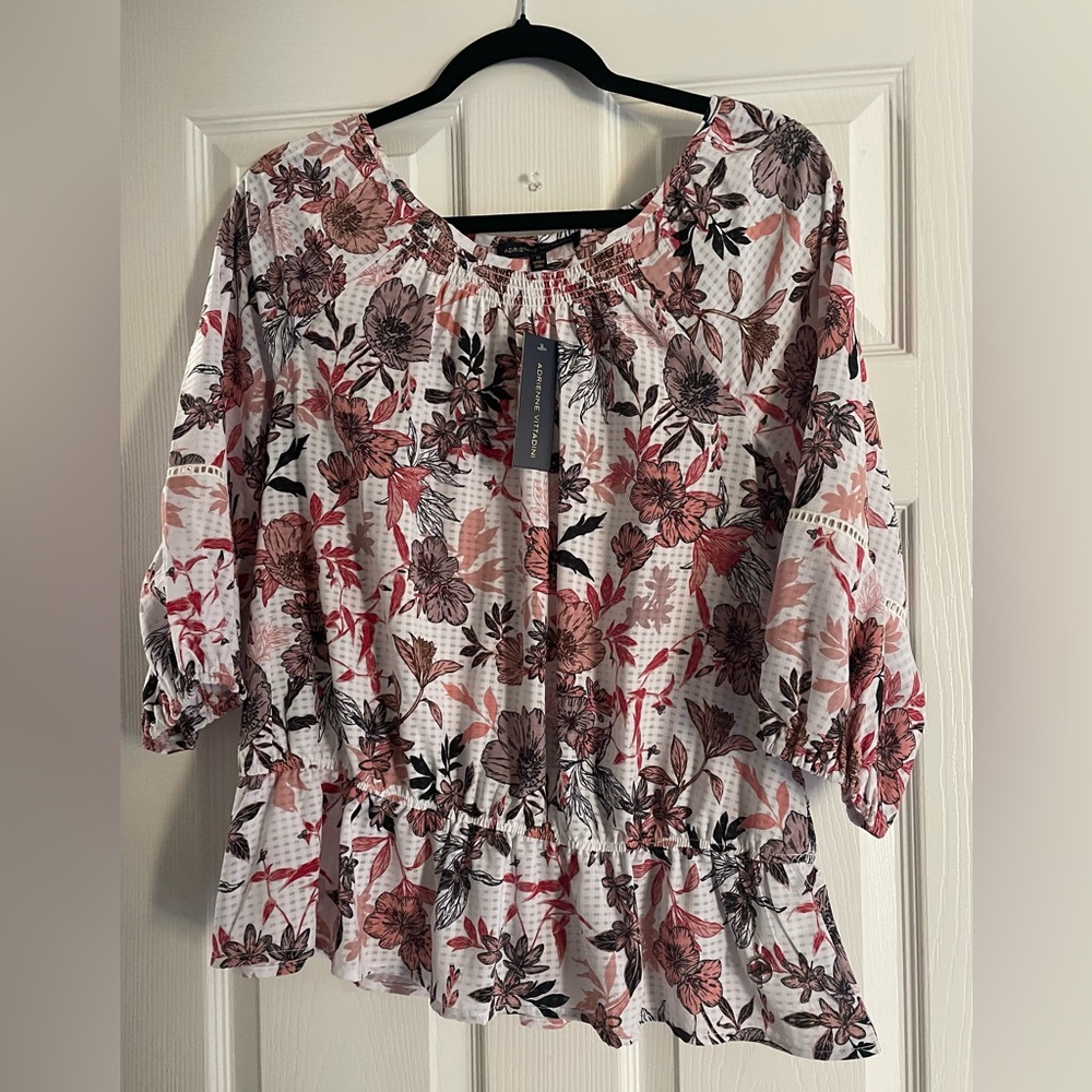Pink Gray and Rose Color Ruffled Peplum Blouse
